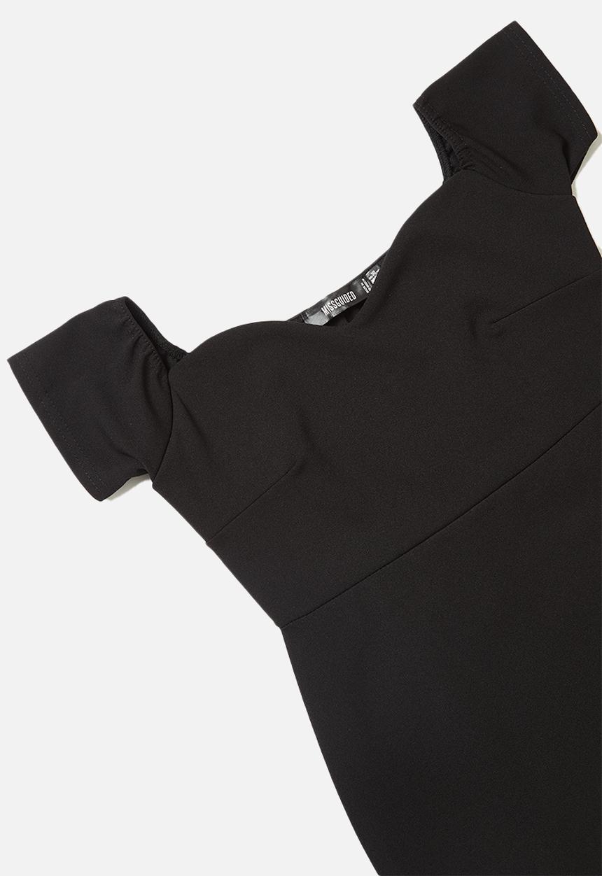 Missguided - Petite bardot fishtail hem midi dress - black