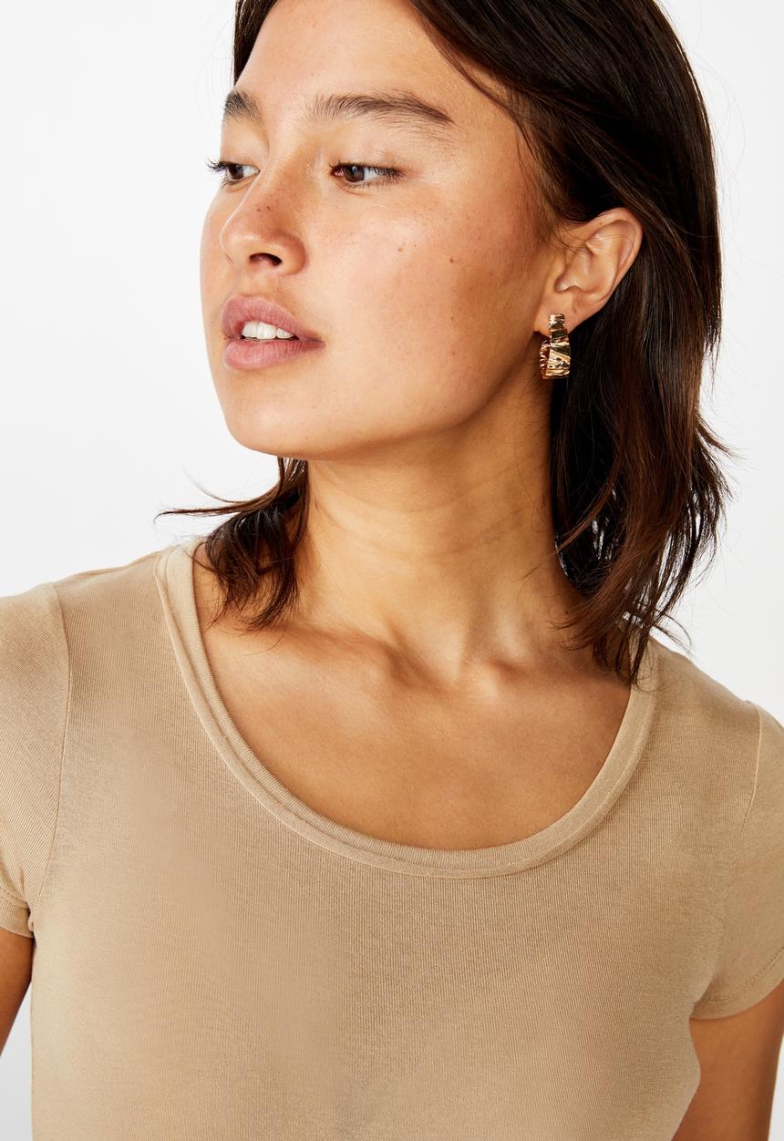 Cotton On - Sheer vintage scoop tee - nomad