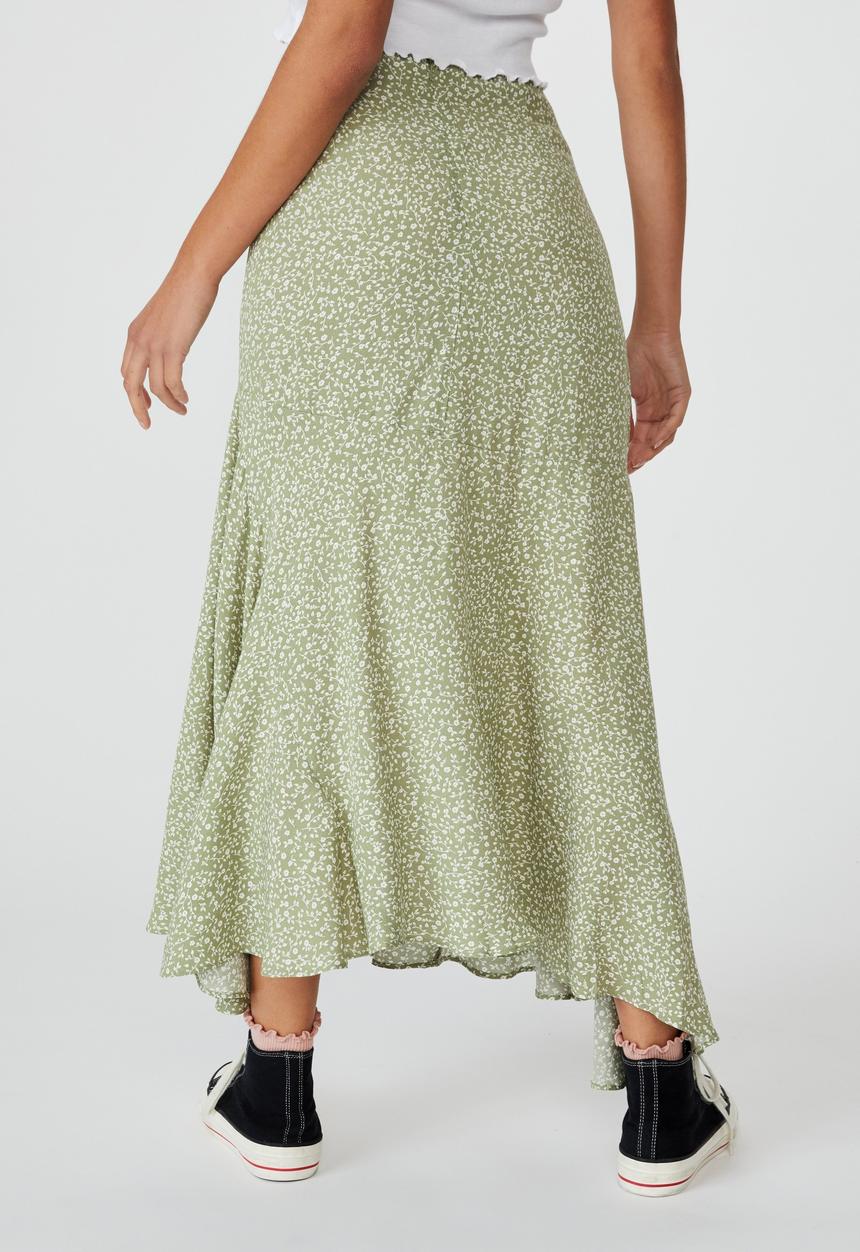 Cotton On - Tahli midi skirt - ingrid ditsy oil green