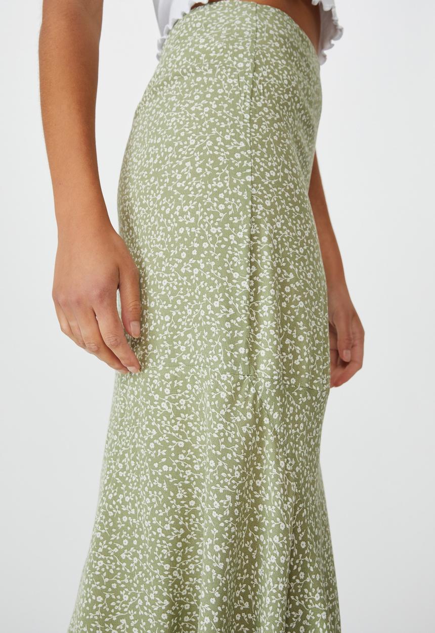 Cotton On - Tahli midi skirt - ingrid ditsy oil green
