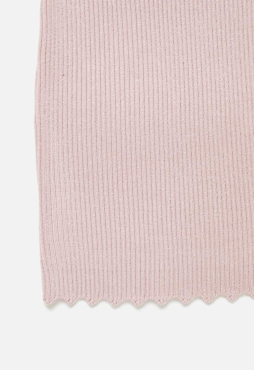 Missguided - Petite scallop hem knitted mini dress - pink