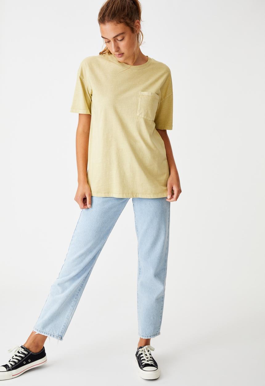 Cotton On - The one boyfriend crew tee - washed raffia