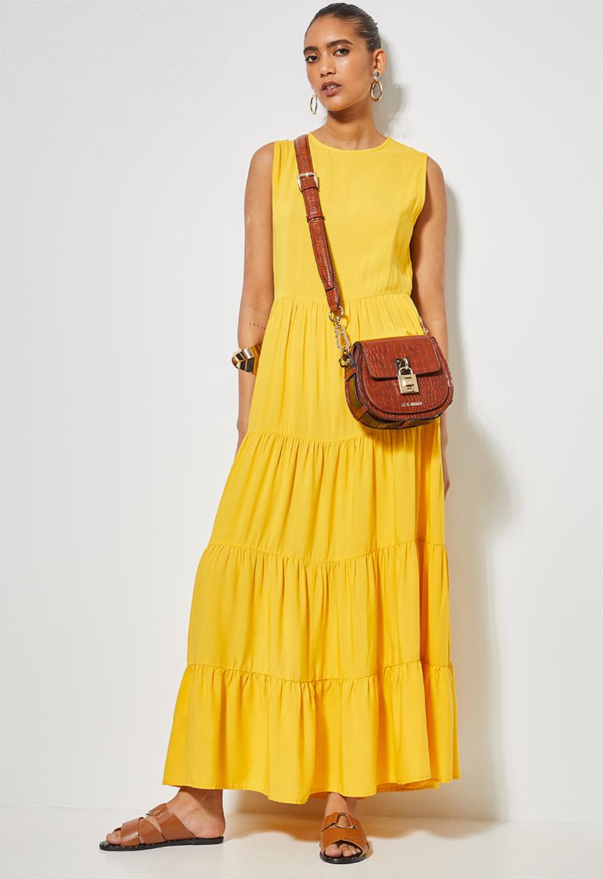Superbalist - Sleeveless tiered midi dress - yellow