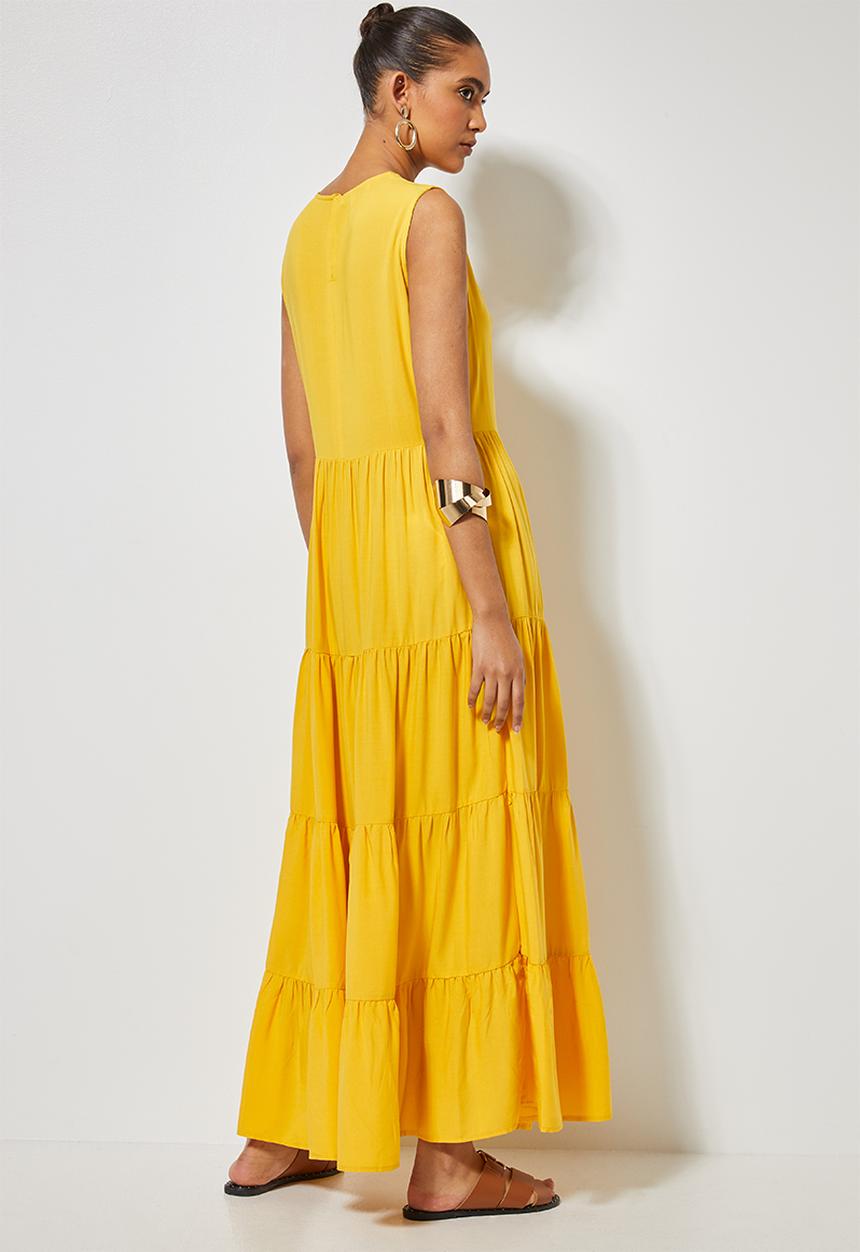 Superbalist - Sleeveless tiered midi dress - yellow