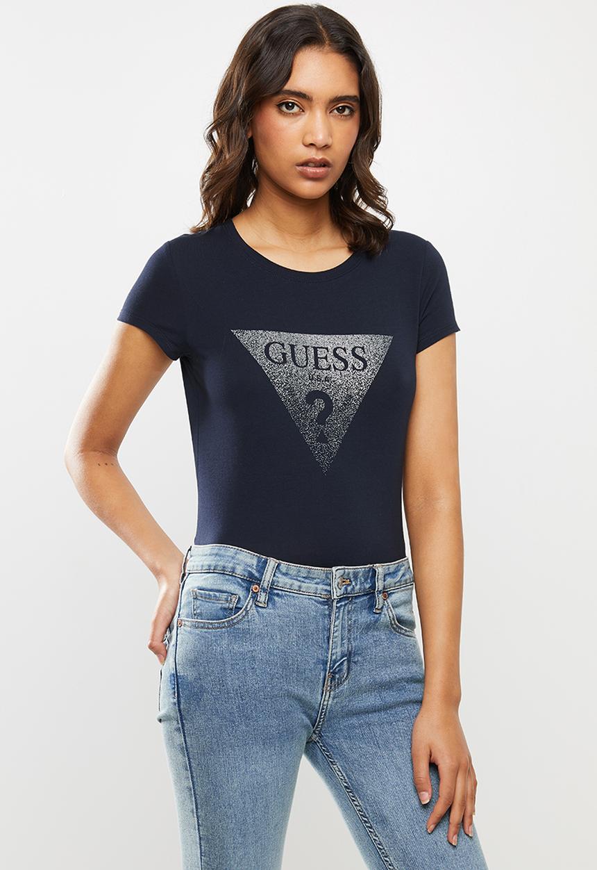 GUESS - Short sleeve ombre glitter tee - navy