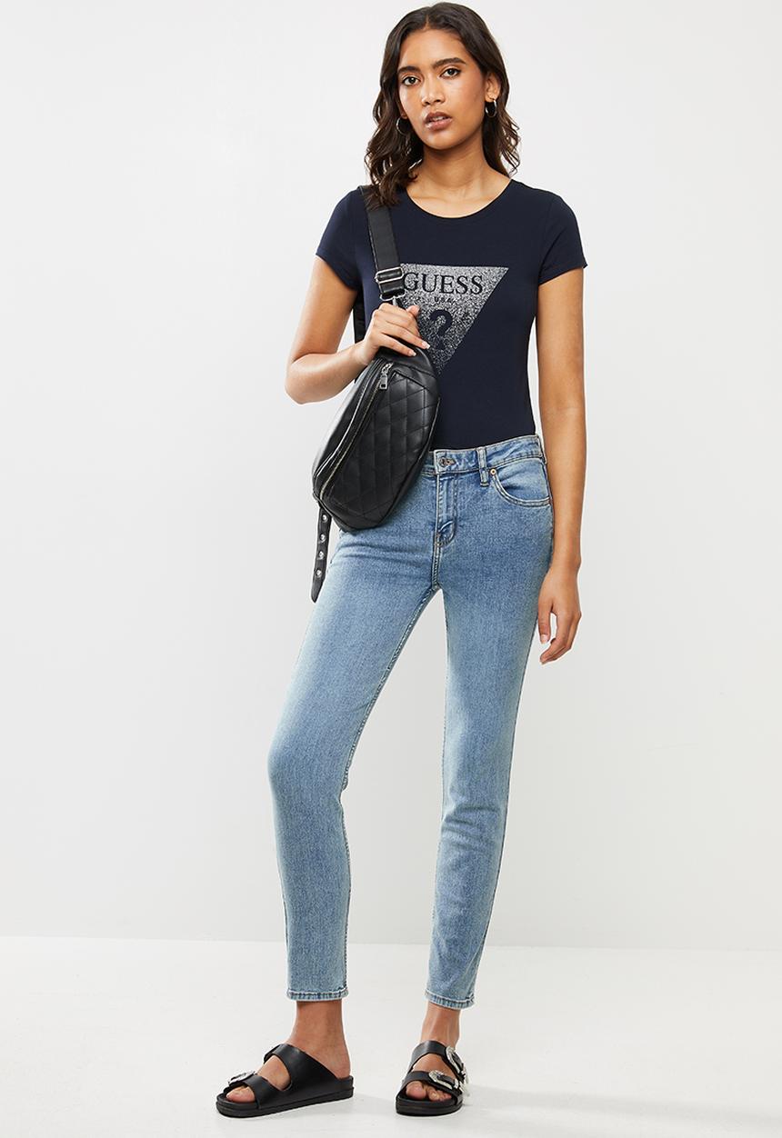 GUESS - Short sleeve ombre glitter tee - navy
