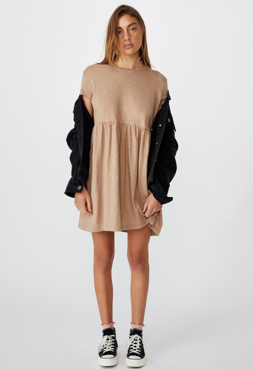 Cotton On - Tina babydoll tshirt dress - natural marle
