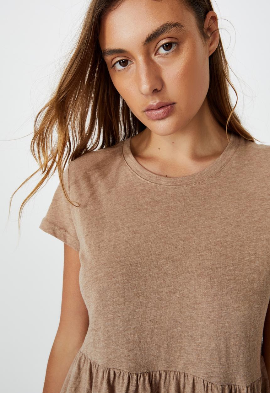 Cotton On - Tina babydoll tshirt dress - natural marle