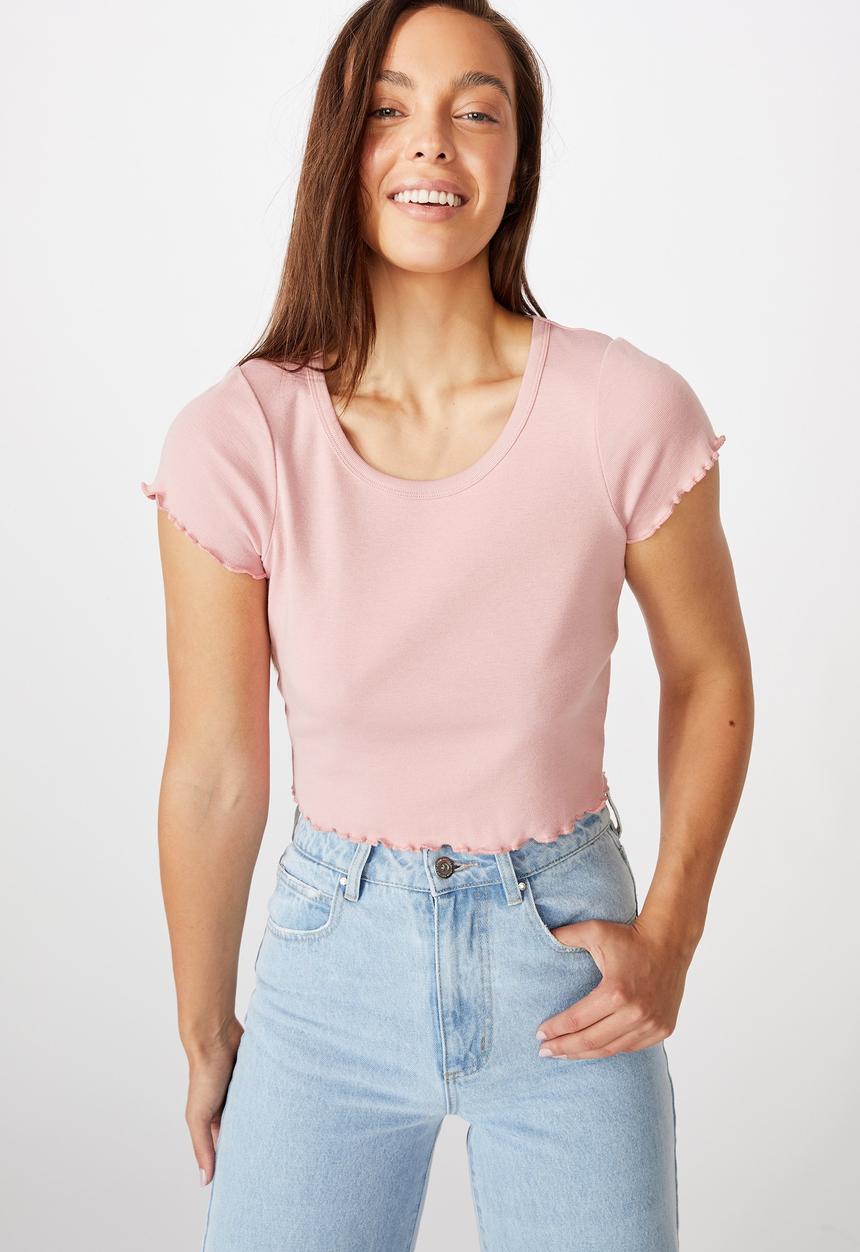 Cotton On - Turnback short sleeve top - rose musk