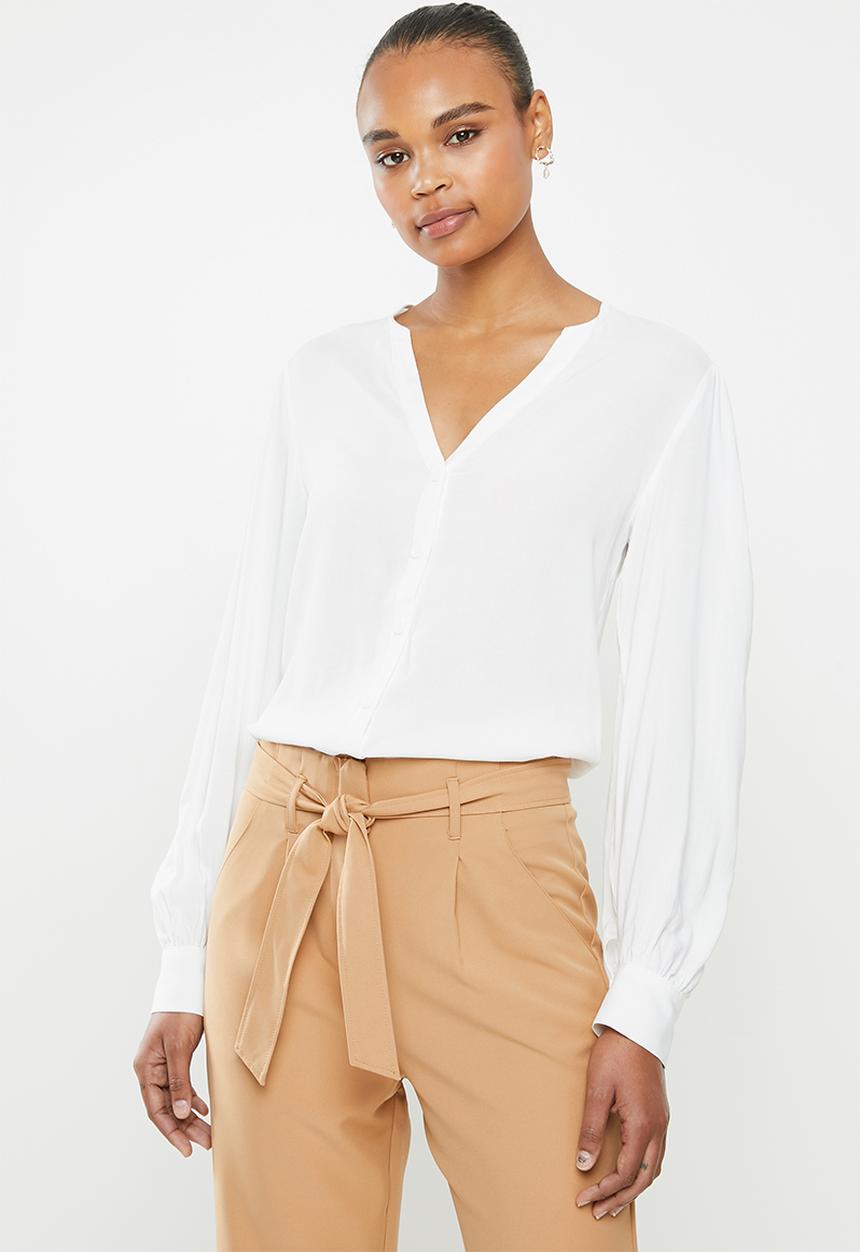 edit - Balloon sleeve shirt - white