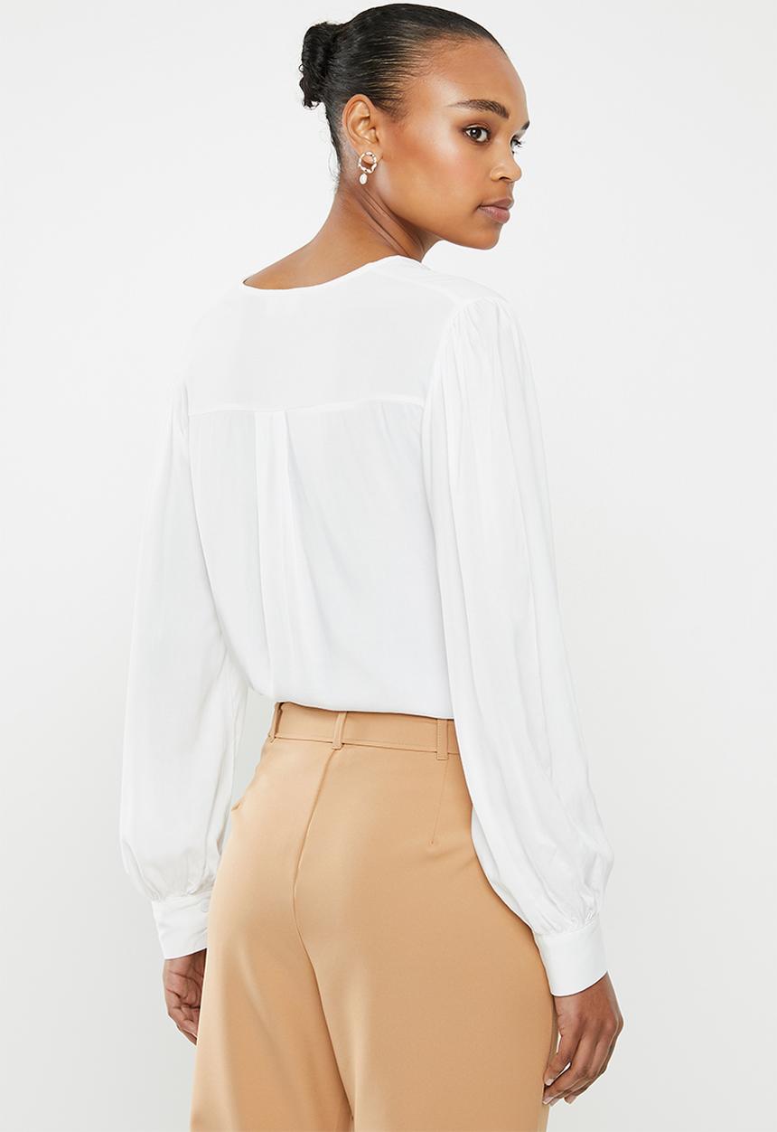 edit - Balloon sleeve shirt - white