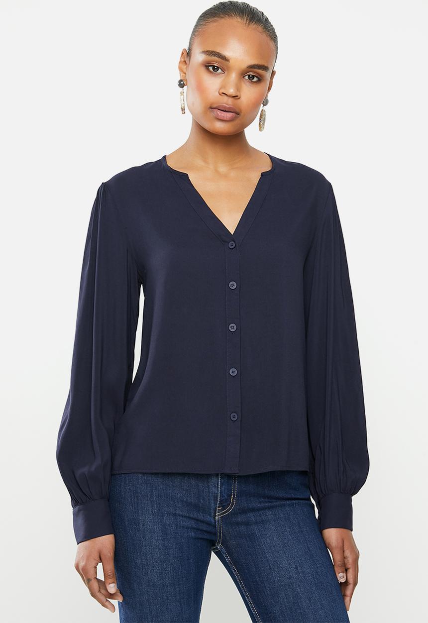 edit - Balloon sleeve shirt - navy
