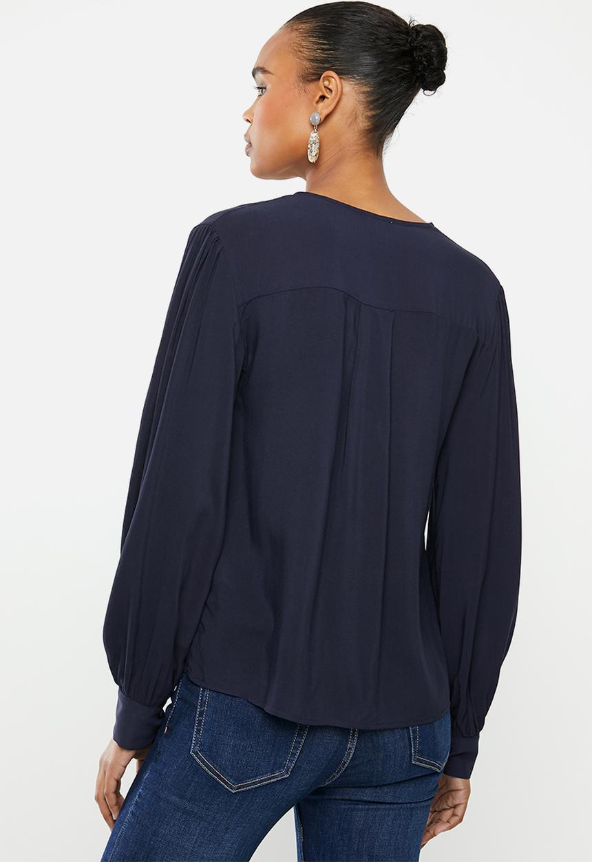 edit - Balloon sleeve shirt - navy