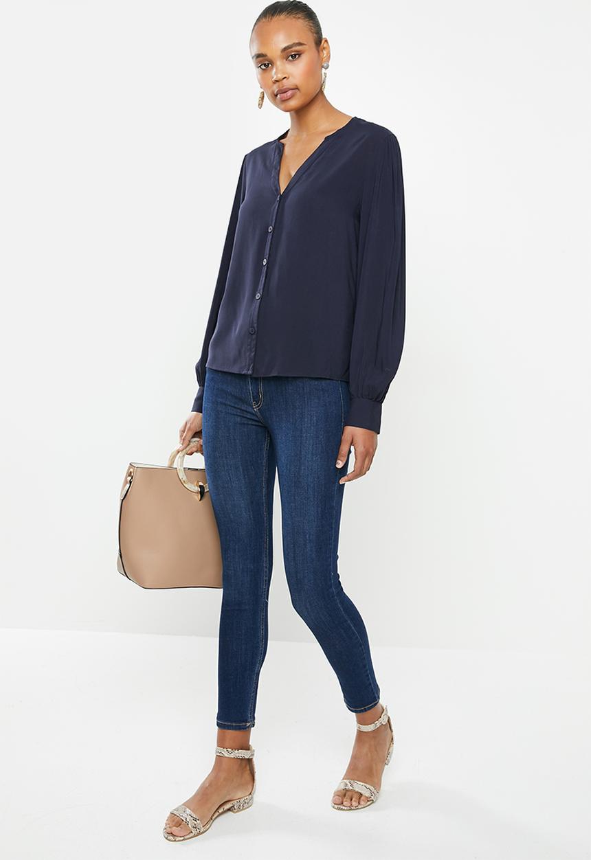 edit - Balloon sleeve shirt - navy