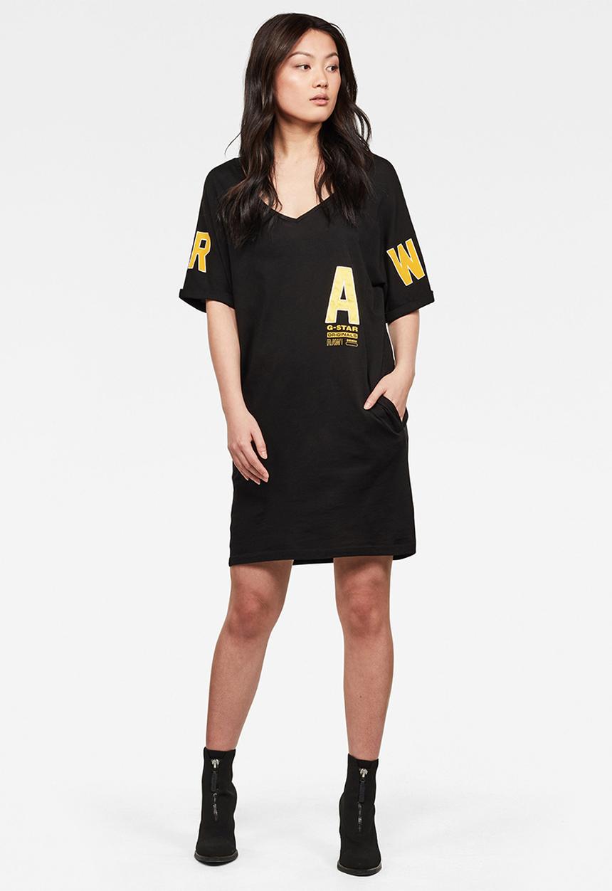 G-STAR - Graphic joosa v-neck dress - black