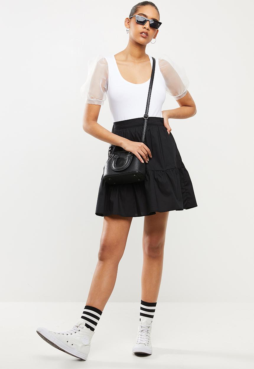 Blake - Combo T-shirt with organza sleeves - white