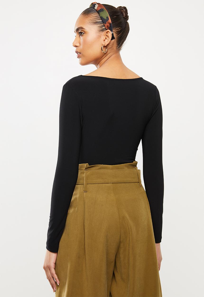 Blake - Bon bon bodysuit with wrap front - black