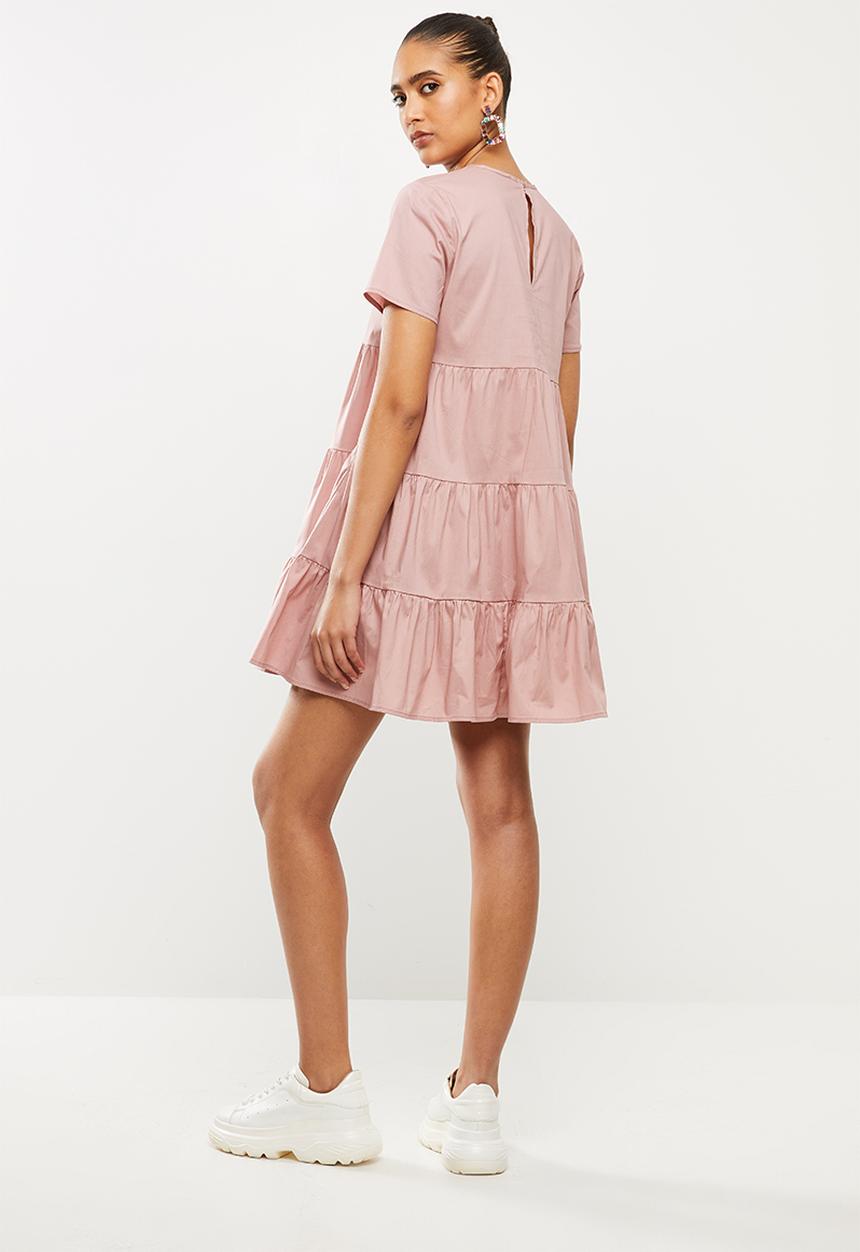 Blake - Cotton poplin tiered dress - pink