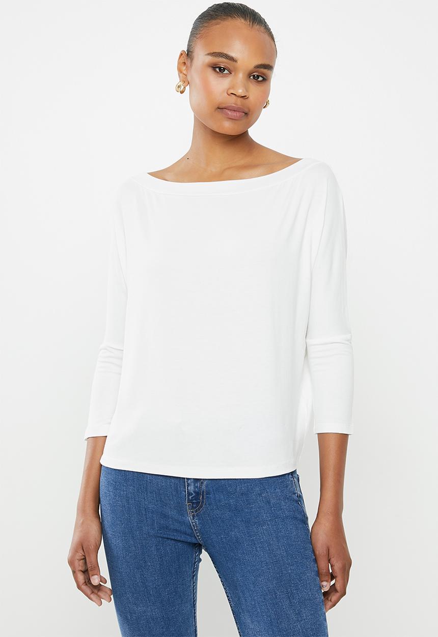 edit - Wide neck top - white