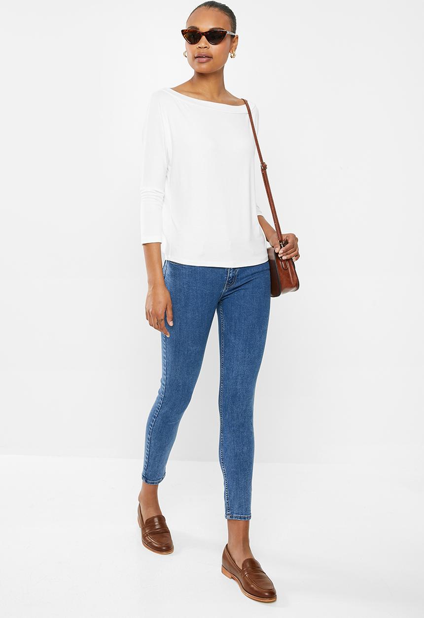edit - Wide neck top - white