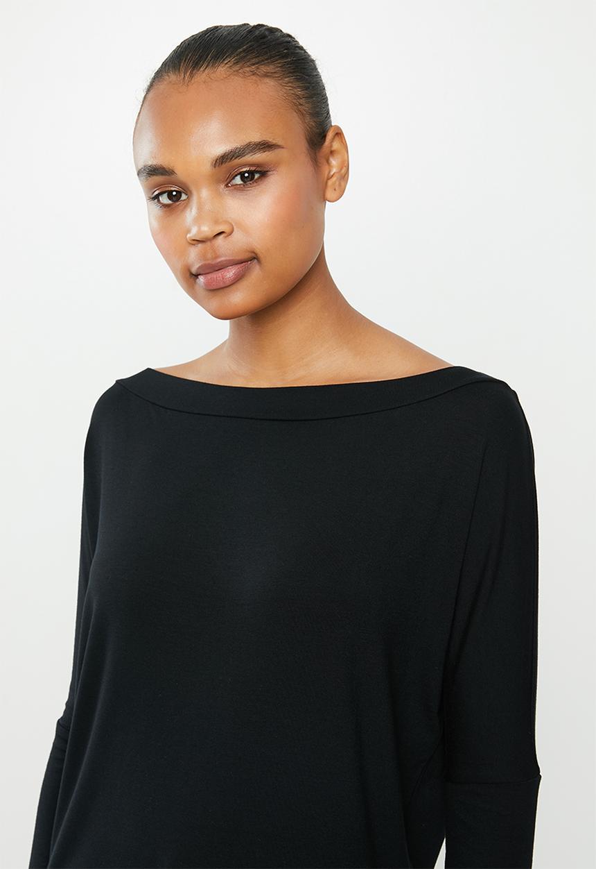 edit - Conscious Wide neck top - black