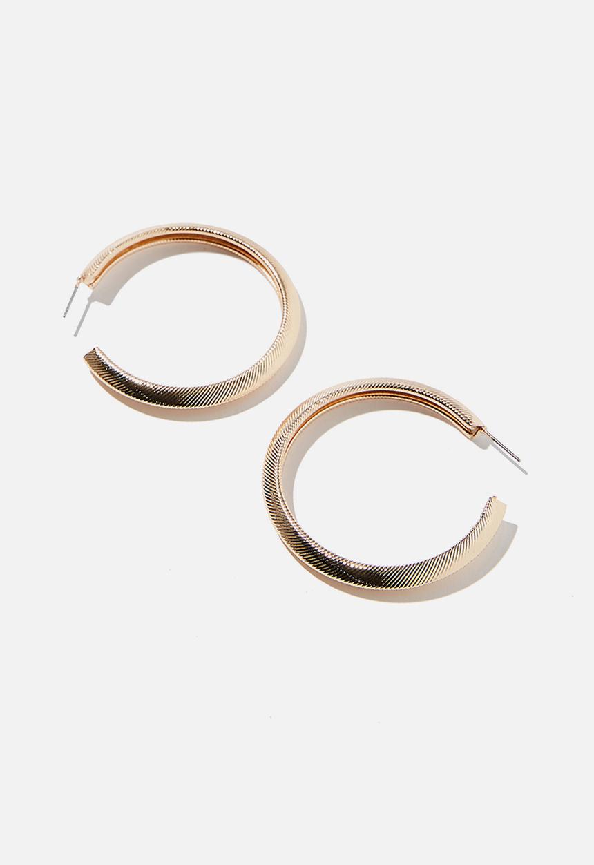 Rubi - Natalie herringbone hoop bar - gold