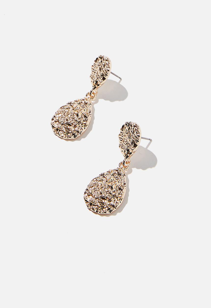 Rubi - Molten treasures teardrop earrings - gold