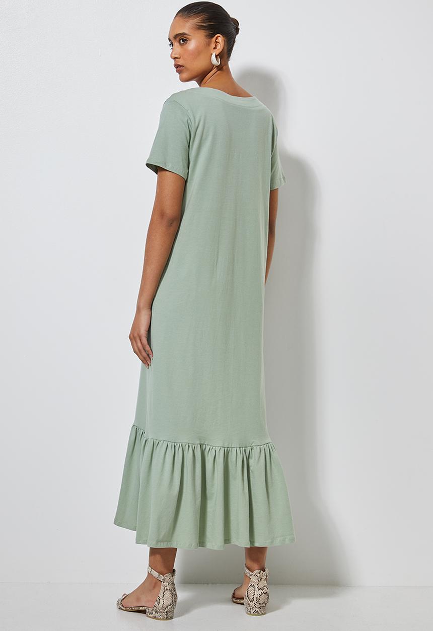 Superbalist - V-neck dress with tiered hem - sage