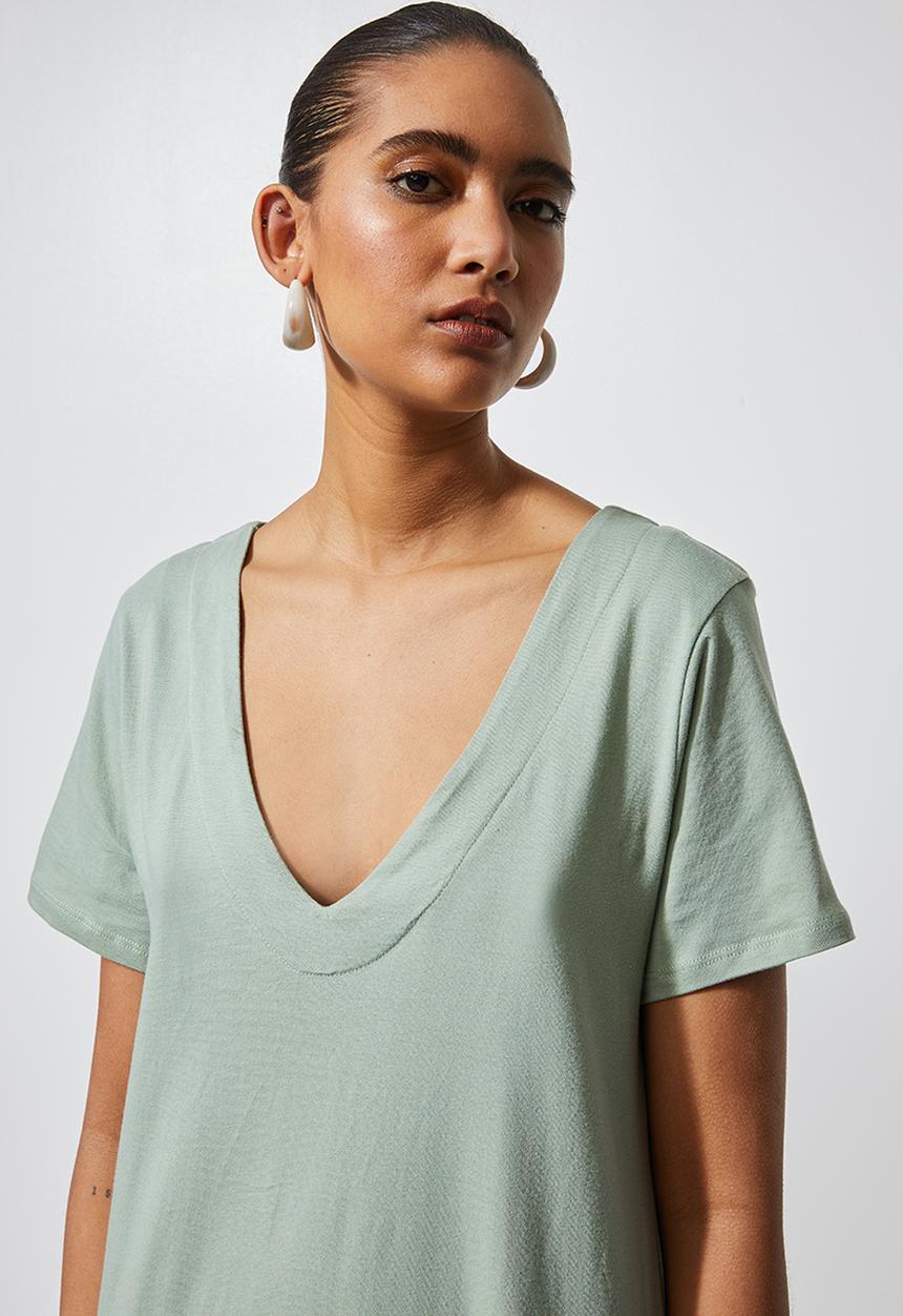 Superbalist - V-neck dress with tiered hem - sage