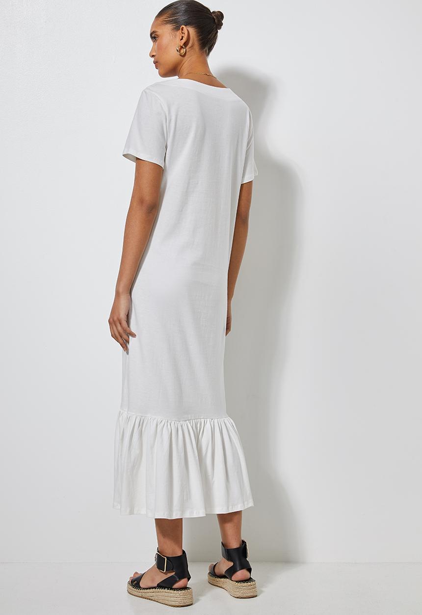 Superbalist - V-neck dress with tiered hem - milk