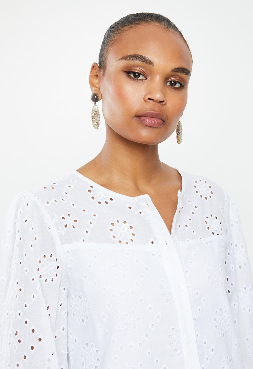 MILLA - Anglaise button down mini - ivory