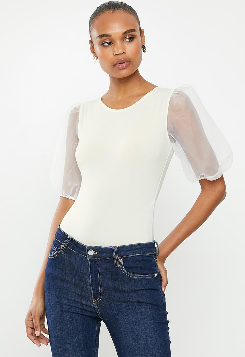 MILLA - Organza sleeve bodysuit - ivory
