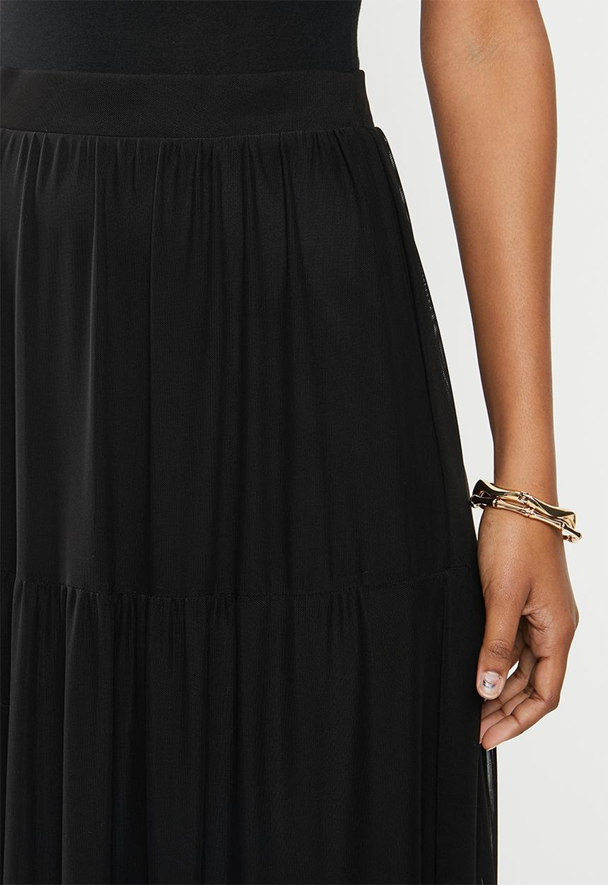 MILLA - Mesh tiered skirt - black