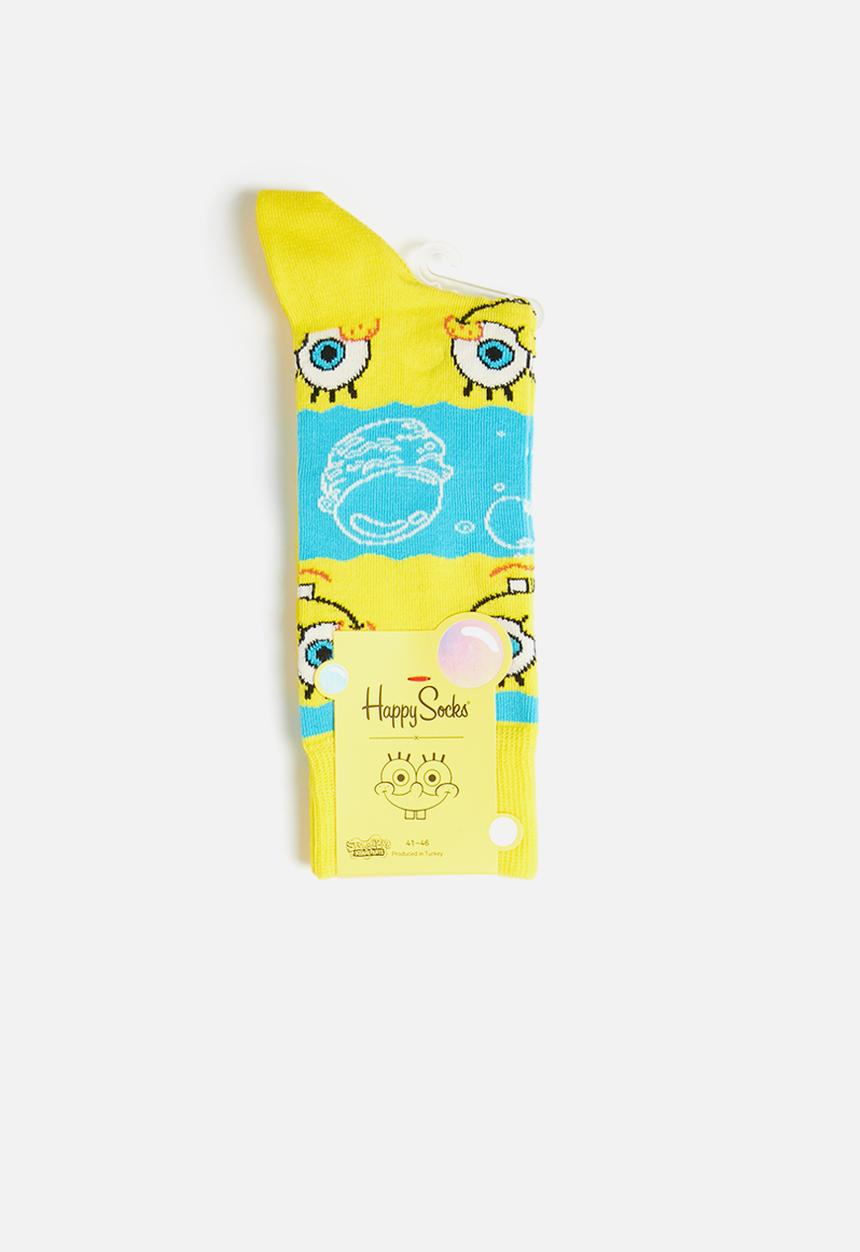 Happy Socks - Sponge bob say cheese burger sock - yellow & blue 