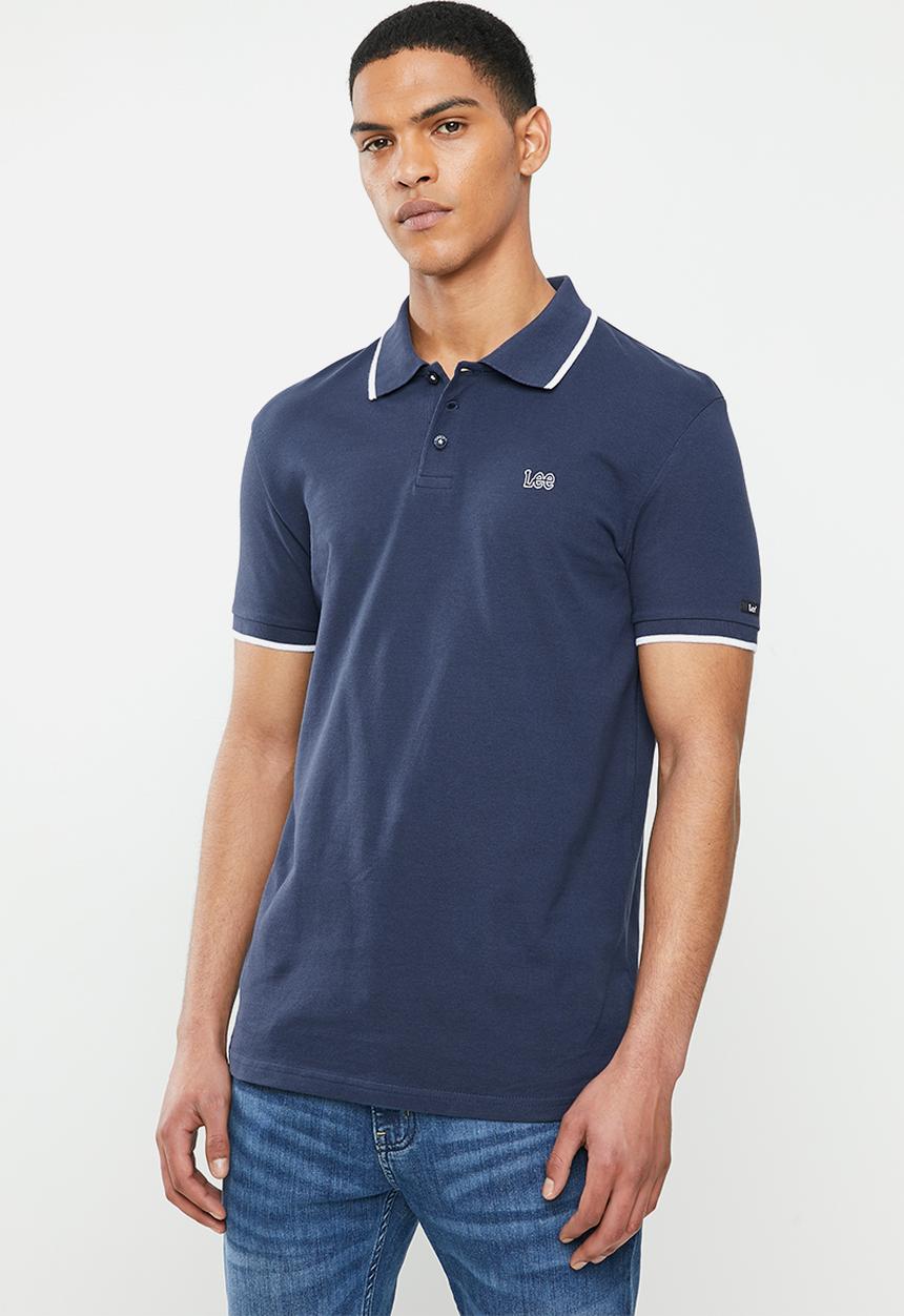 Lee  - Lee icon polo - dusty navy & white
