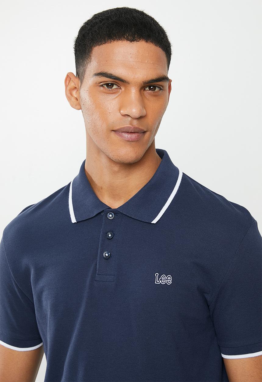 Lee  - Lee icon polo - dusty navy & white