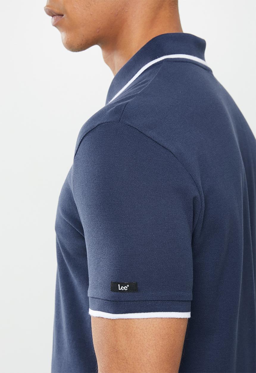 Lee  - Lee icon polo - dusty navy & white