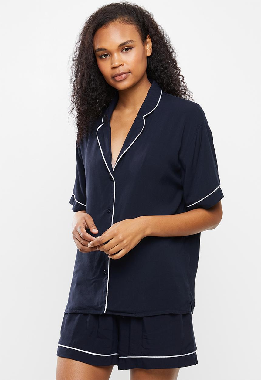 Superbalist - Sleep shirt & shorts set - navy and white
