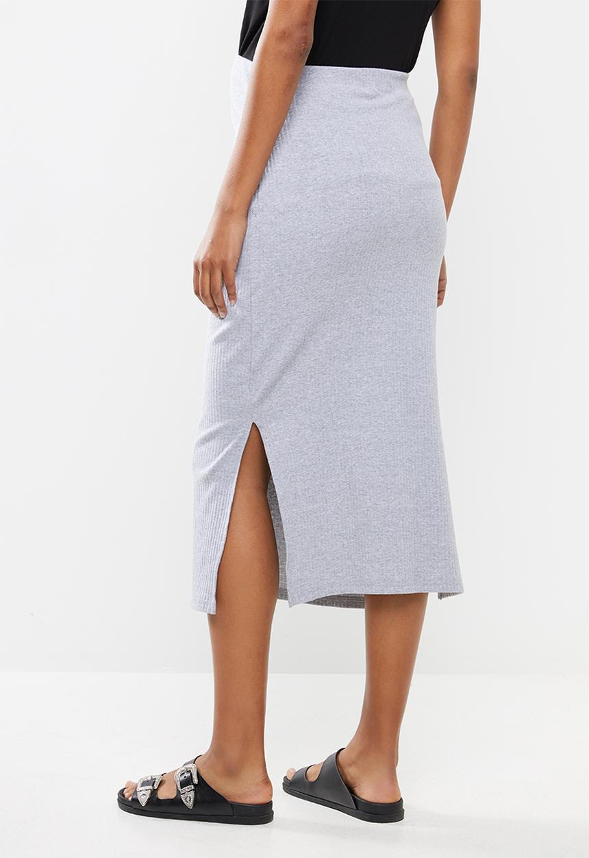 Missguided - Maternity ribbed split side midi skirt - grey