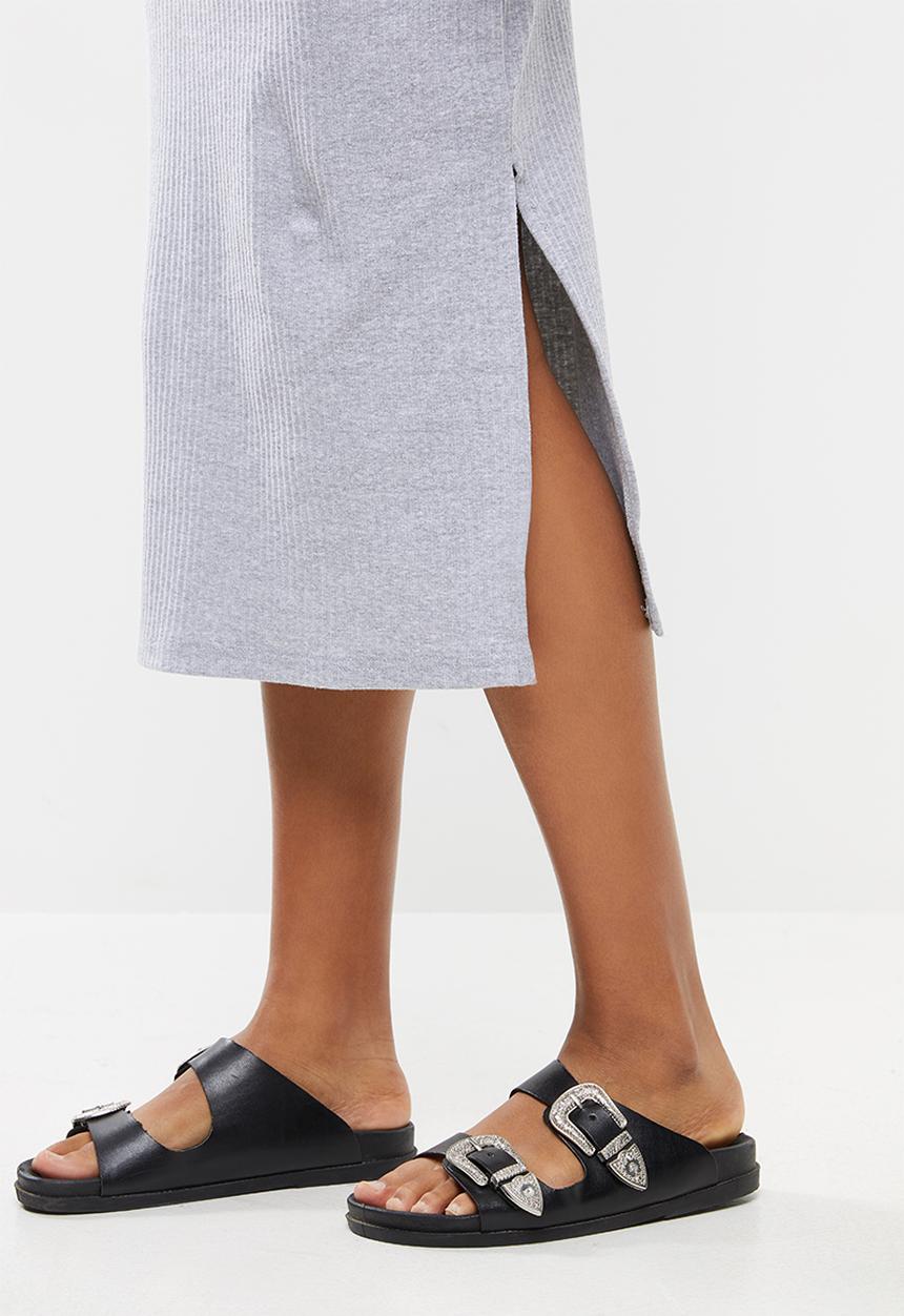 Missguided - Maternity ribbed split side midi skirt - grey