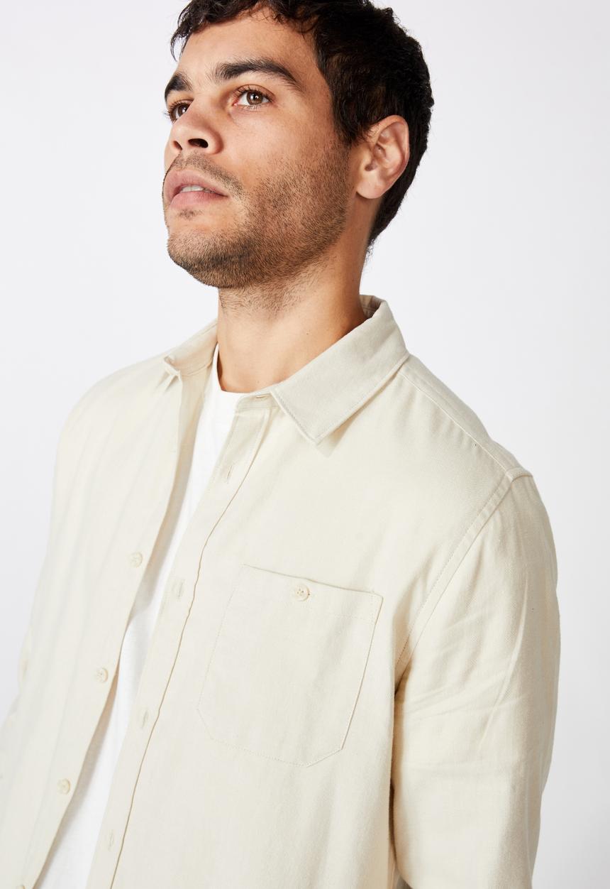 Cotton On - Rugged long sleeve shirt - ecru