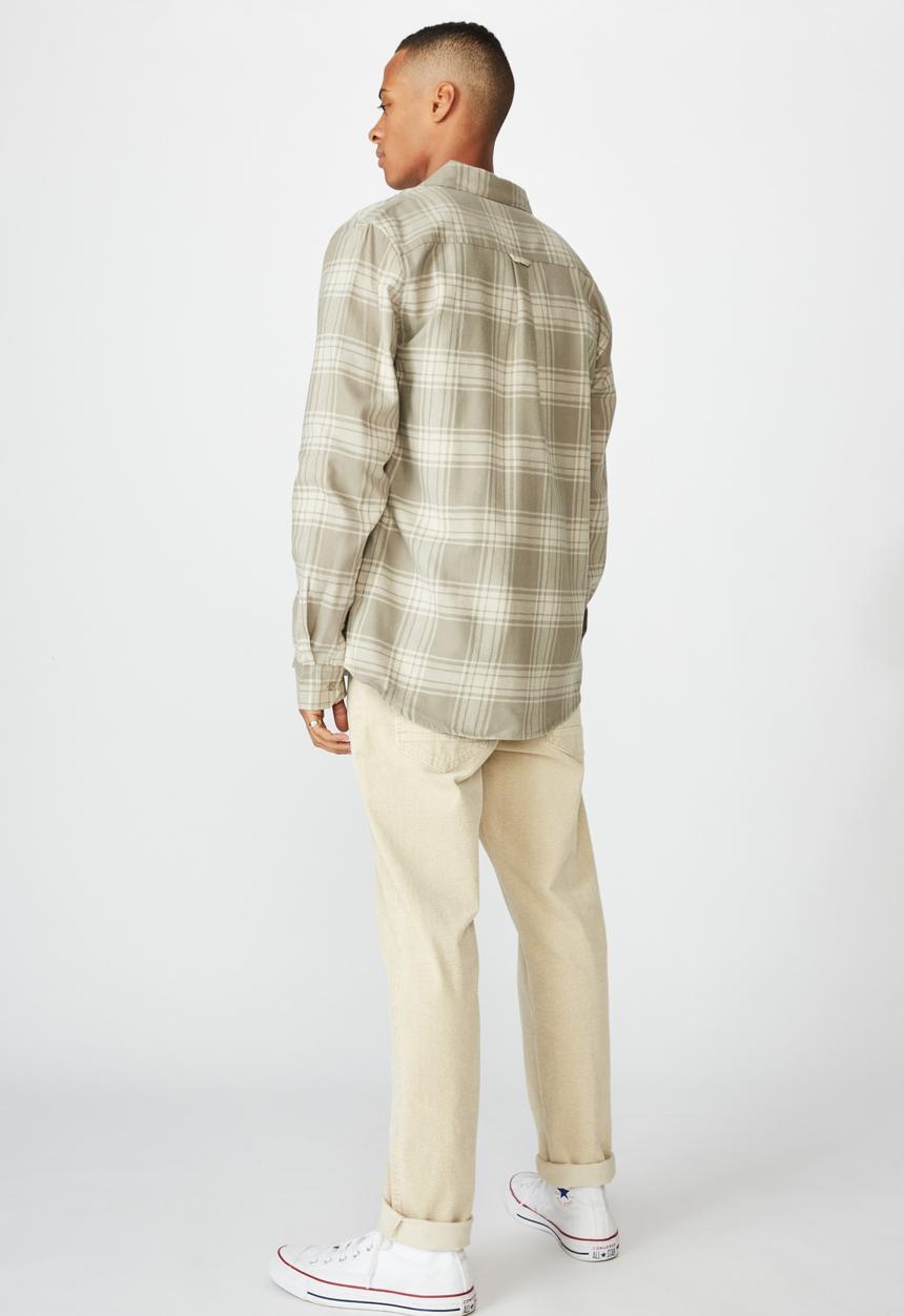 Cotton On - Rugged long sleeve shirt - grey & ecru 