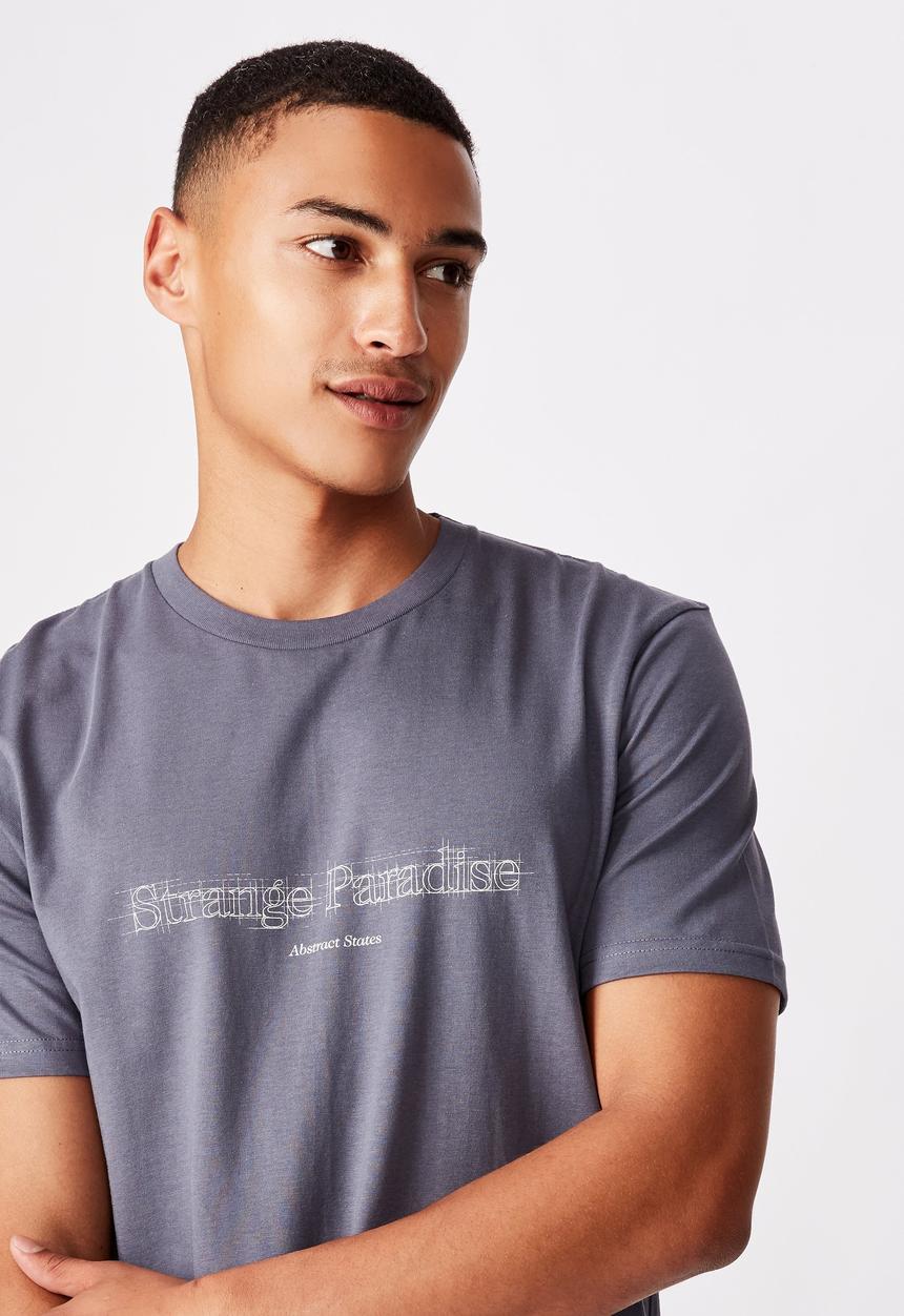Cotton On - Tbar text T-shirt - dusty denim