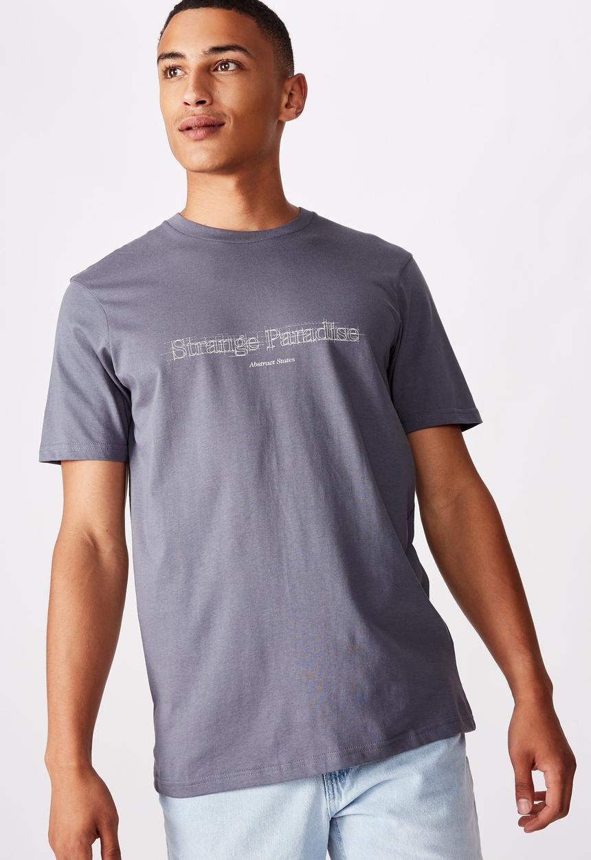 Cotton On - Tbar text T-shirt - dusty denim