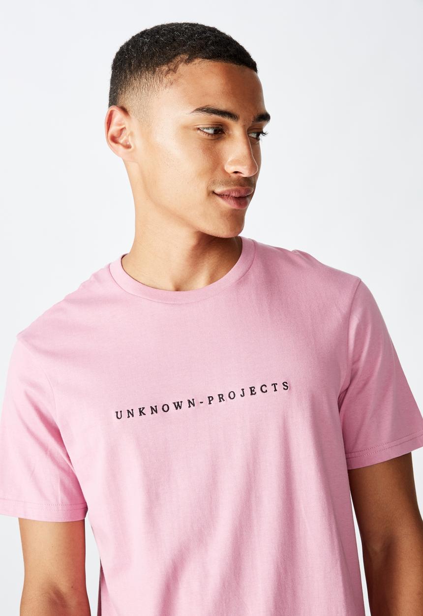 Cotton On - Tbar text T-shirt - faded fuschia