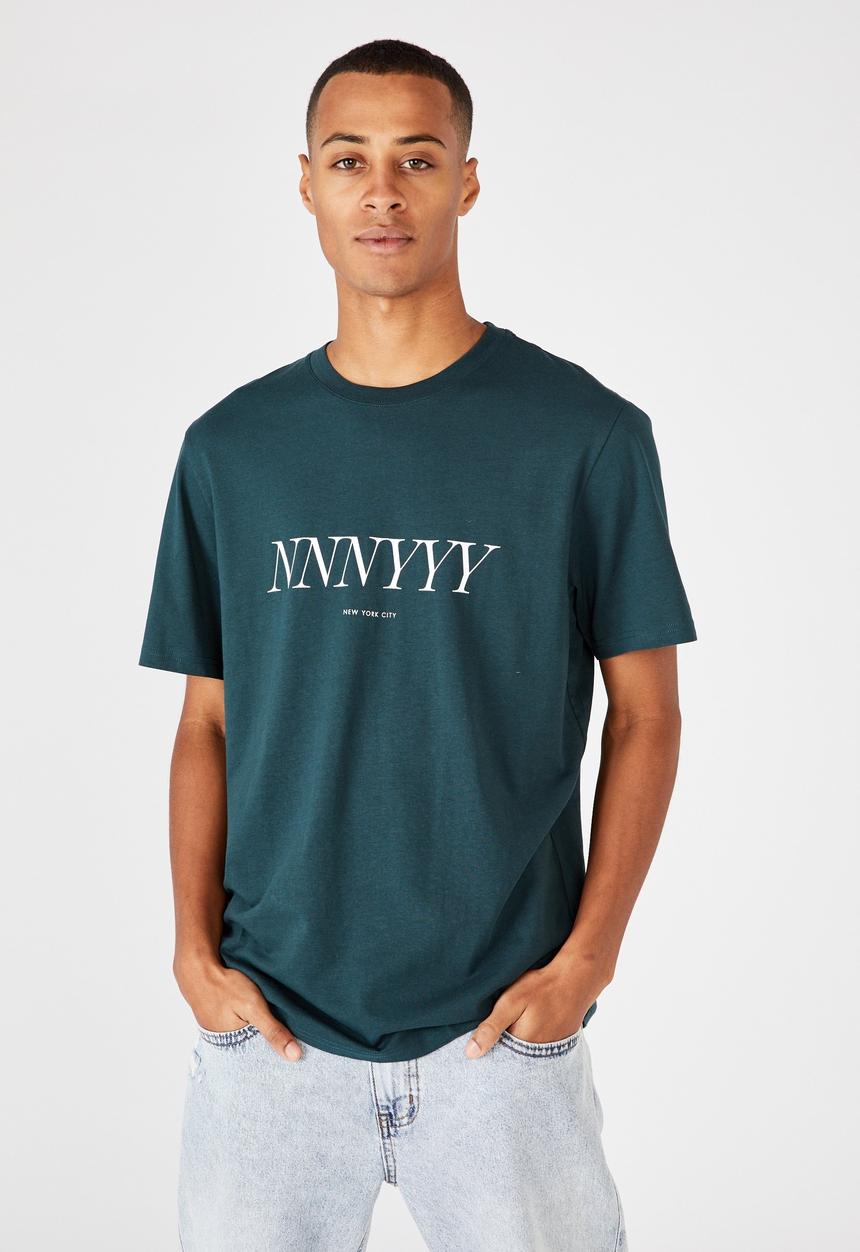 Cotton On - Tbar text T-shirt - teal 