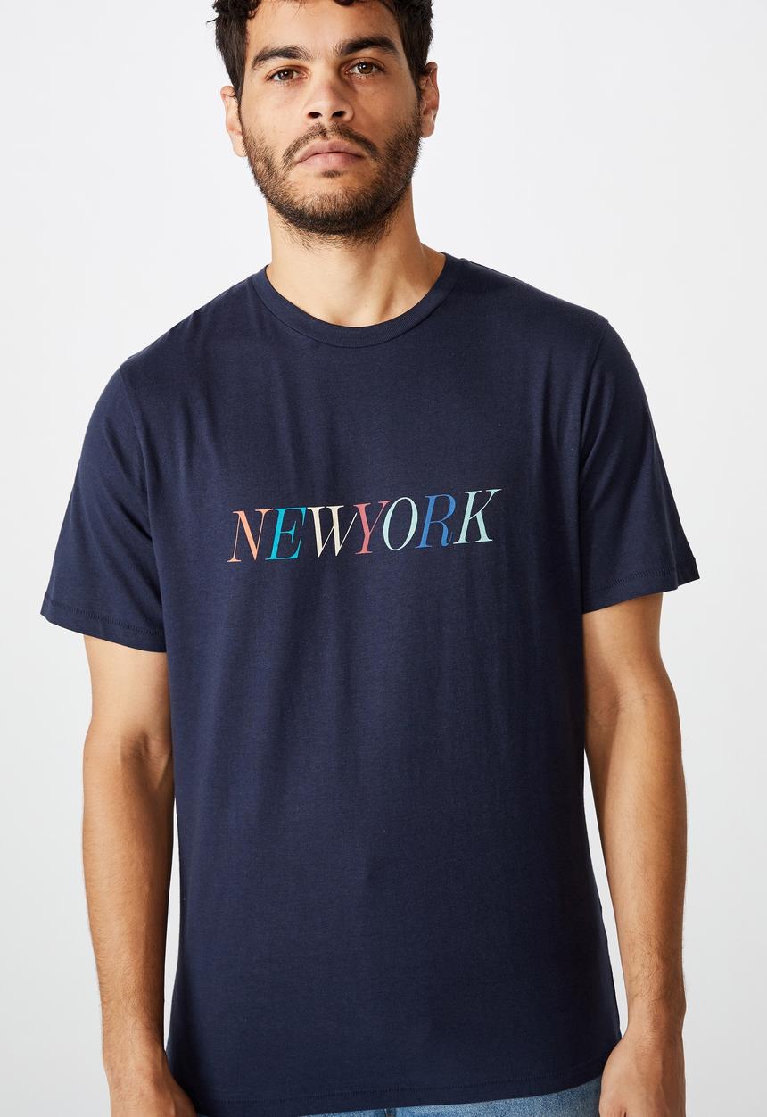 Cotton On - Tbar text T-shirt - navy 