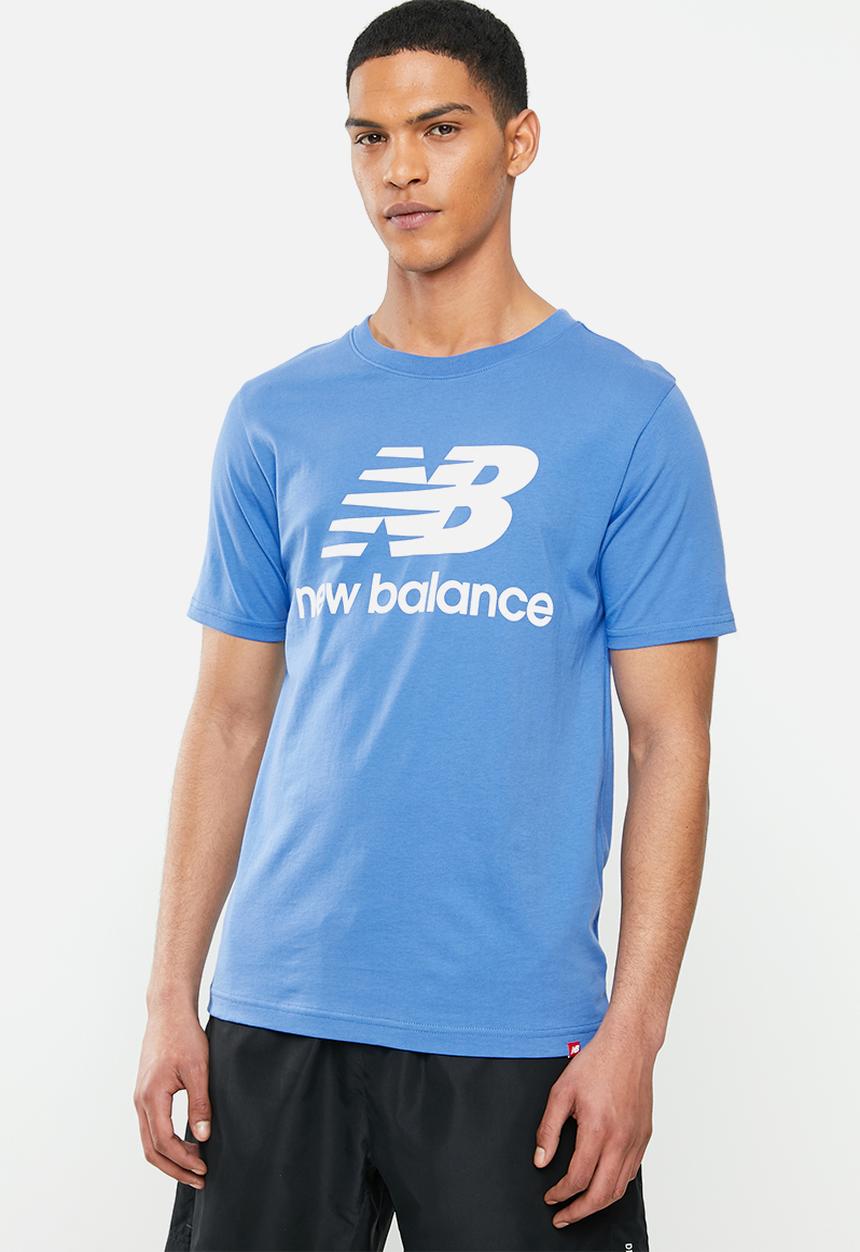 New Balance  - New Balance essentials stacked logo tee - blue