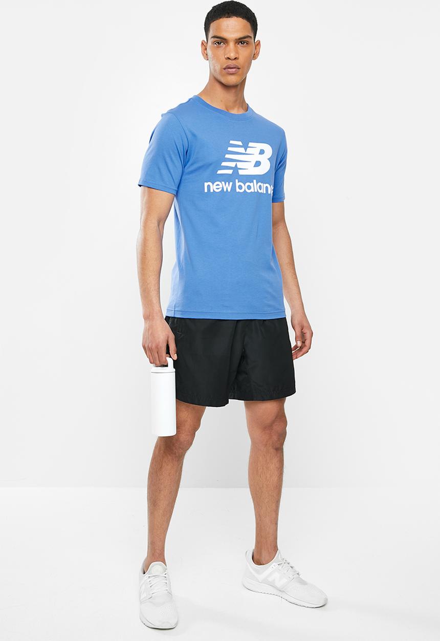 New Balance  - New Balance essentials stacked logo tee - blue