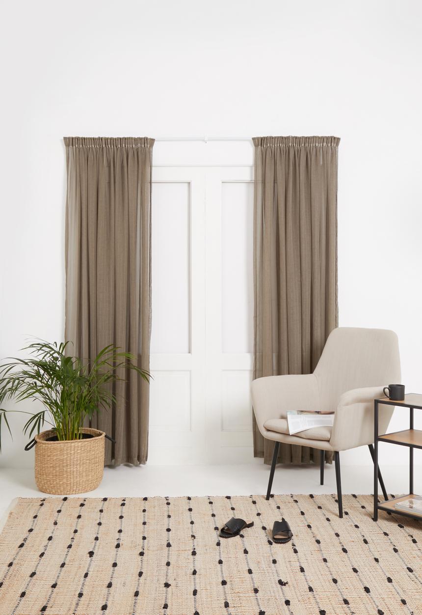 Sixth Floor - Taped striped frosted voile - taupe